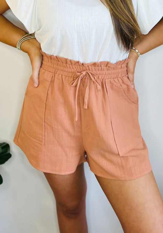 Terracotta Linen Shorts