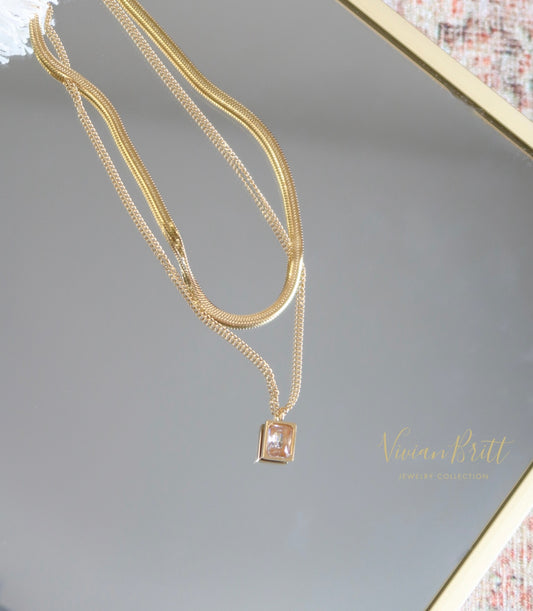 Joyce Double Layer Pendant Necklace