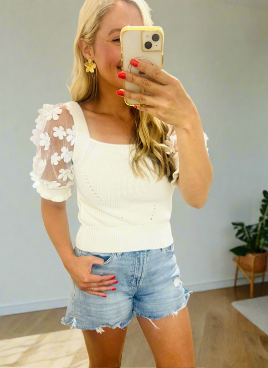 Ivory Blooms Top