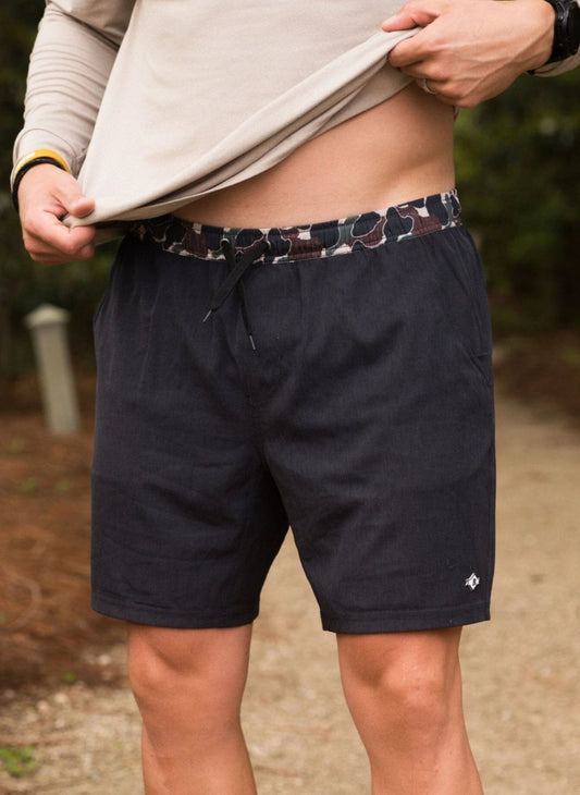 Athletic Short - Heather Black - Throwback Camo Liner