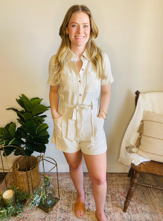 First Class Linen Romper